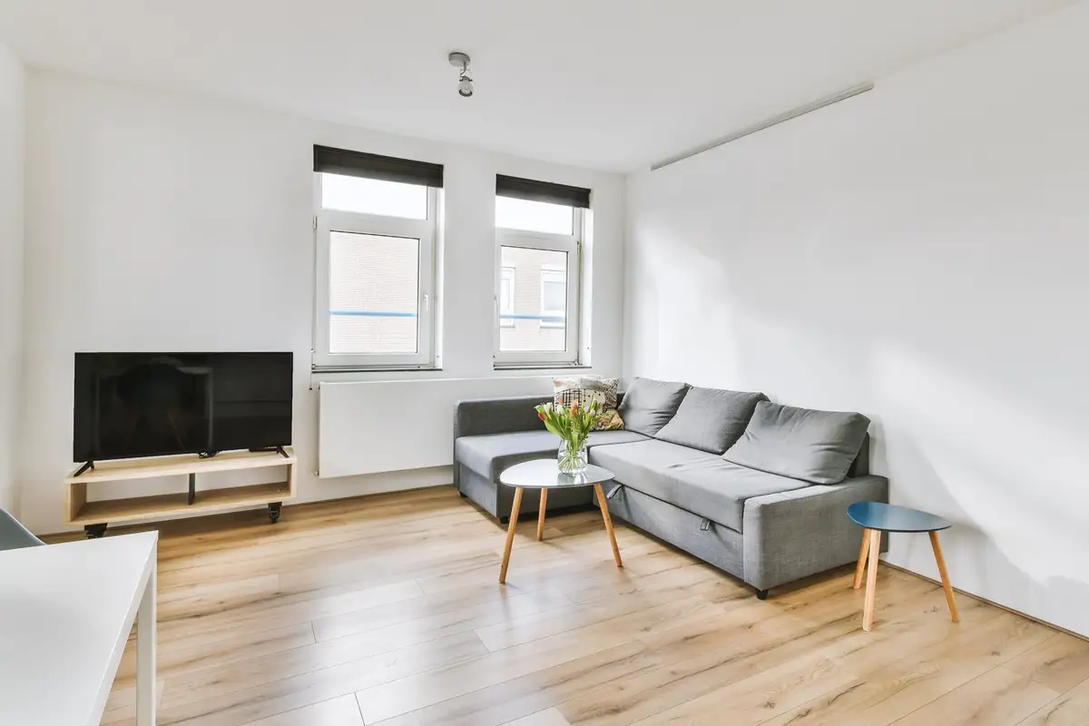 Rénovation réussie : un salon confortable et élégant dans un appartement à Moussy le Neuf